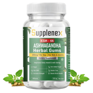 Supplenex Ashwagandha KSM66 Herbal Gum Helps Anxiety & Stress Relief For Men & Women | 30 Gums