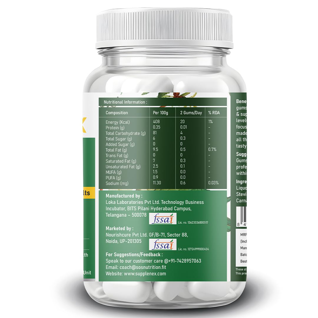 Supplenex Ashwagandha KSM66 Herbal Gum Helps Anxiety & Stress Relief For Men & Women | 30 Gums - Image 2