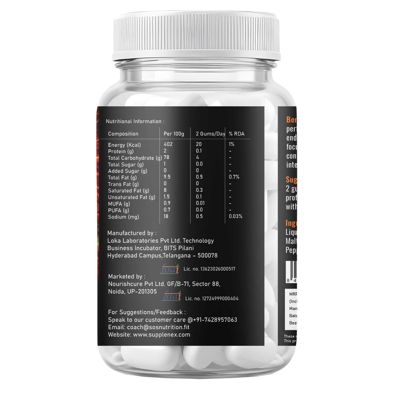 Pre Workout Caffeine and L-Theanine Gum (25 Gums, Mint Flavour) | Pre-workout Supplement Supports to Improve Focus, Strength, Energy and Pump | Natural Caffeine and L-Theanine - Image 5